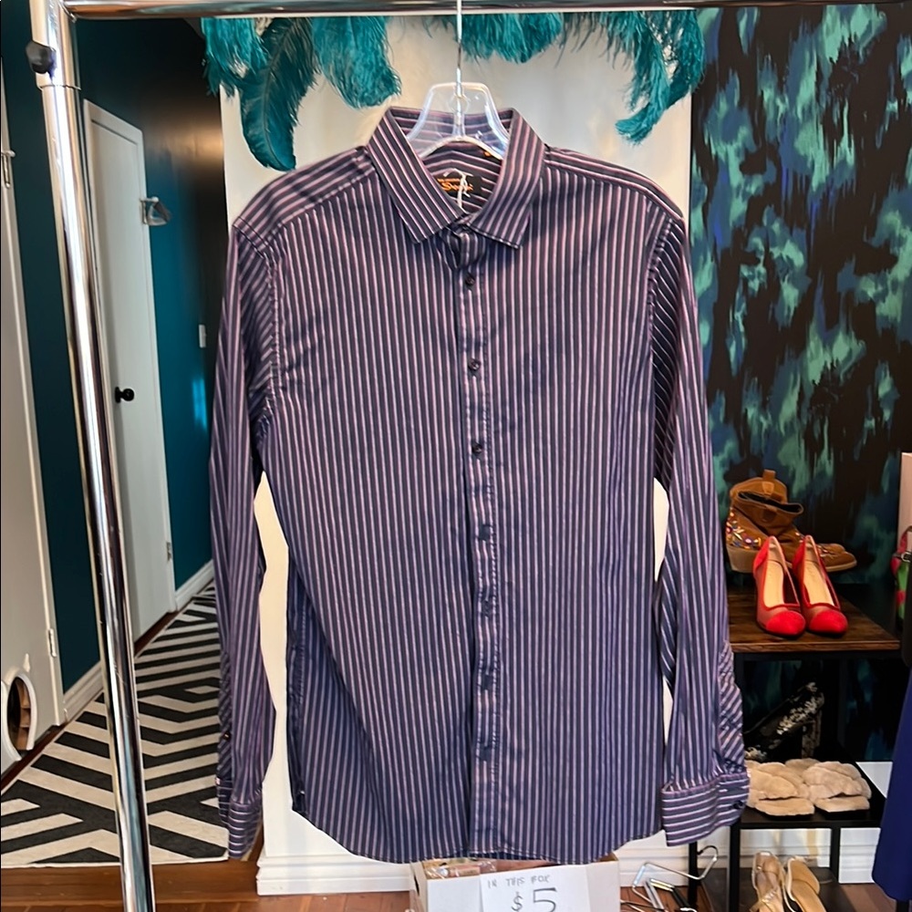 Men's Striped Shirt - Purple